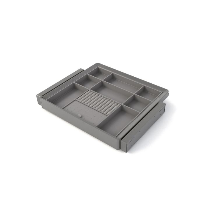 Emuca Kit de cajón organizador y bastidor regulable Quartz para armarios, guías de cierre suave y extracción total, Módulo 60cm, Acabado Titanio 0 Emuca Kit de cajón organizador y bastidor regulable Quartz para armarios, guías de cierre suave y extracción total, Módulo 60cm, Acabado Titanio 0