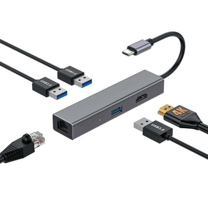 Coolbox Docking Minidock Tipo C Hdmi - Conecta a Monitor Externo, Ethernet Gigabit, 3 Puertos USB3.0 - Compatible con MacBook, Chromebooks, Ultrabooks