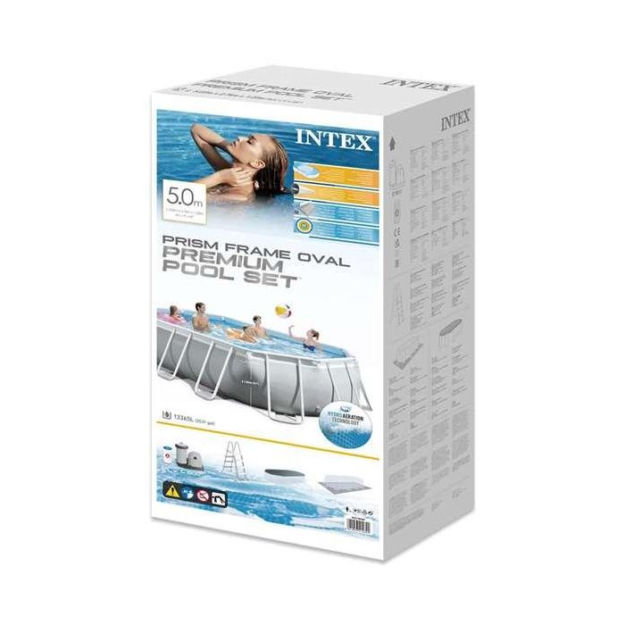Intex Piscina Ovalada Desmontable Prism Frame 503x274x122 cm con Depuradora, Escalera, Cobertor y Tapiz (13365 Litros) 15