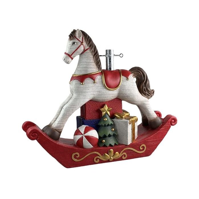 DKD Home Decor Base Soporte Árbol Navidad Tradicional Magnesia Diseño Caballito Multicolor Decoración Navideña 73 x 20.5 x 61 cm