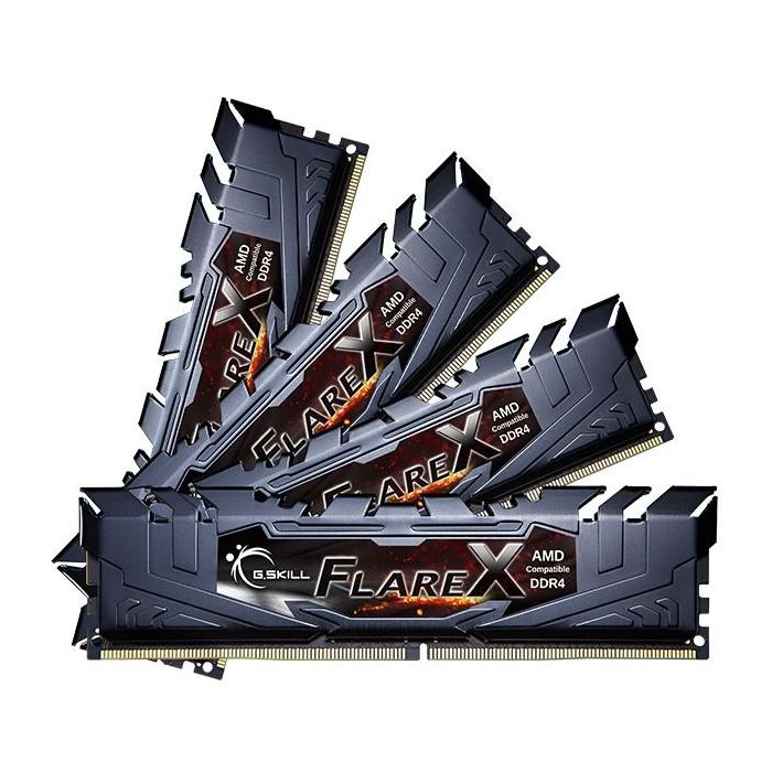 G.Skill F4-3200C16Q-64GFX - Memoria RAM DDR4-3200 de 64 GB (4x 16 GB), Quad-Kit, Flare X, Intel XMP, negro