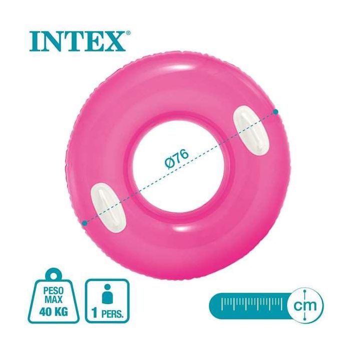Intex Flotador Rueda Neón Hinchable PVC 76 cm con Asas para Niños +8 Años - Modelos Surtidos 12