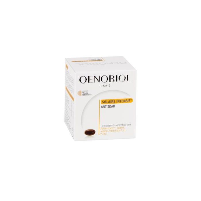 Oenobiol Solaire Intensif Antiedad, Suplemento Piel con Vitamina C y E, Licopeno y Selenio, 30 cápsulas