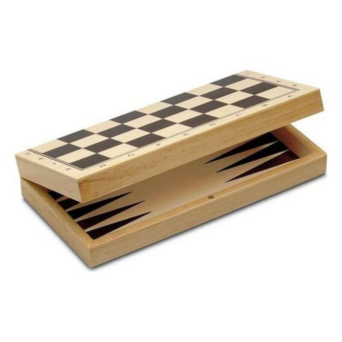 Juego 3 en 1 ajedrez, damas y backgammon de madera 29x29 cm 1