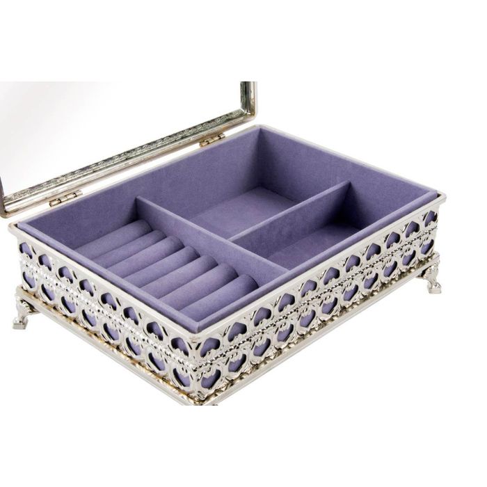 DKD Home Decor Joyero Tradicional Metal Cristal Lila Plateado 18 x 7 x 24 cm 1