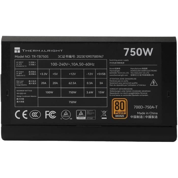Thermalright TB750S THE0814256016421 Fuente de alimentación para PC 750W 80+ Bronze No modular ATX 3.0 PCI-E Gen5 Negro 1 Thermalright TB750S THE0814256016421 Fuente de alimentación para PC 750W 80+ Bronze No modular ATX 3.0 PCI-E Gen5 Negro 1