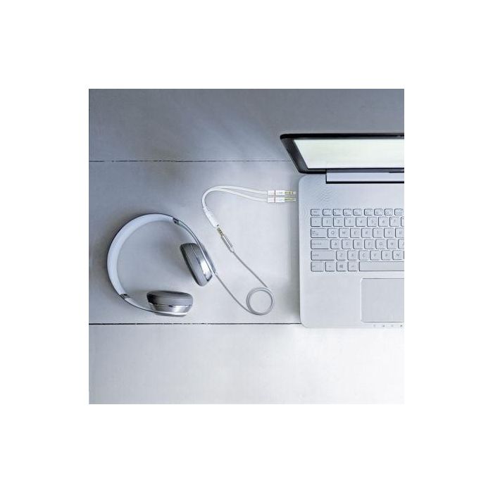 Nanocable 10.24.1203 Cable Adaptador Audio Jack 3.5 Hembra (4-pin) a 2x Jack 3.5 Macho (3-pin) para Auriculares con Micrófono a PC/Audio 20cm Blanco 2
