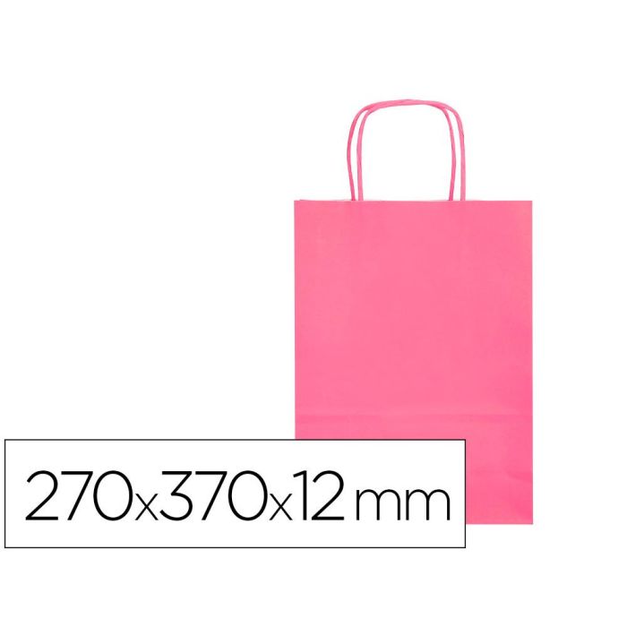 Bolsa Papel Q-Connect Celulosa Rosa M Con Asa Retorcida 270x370X12 mm 25 unidades