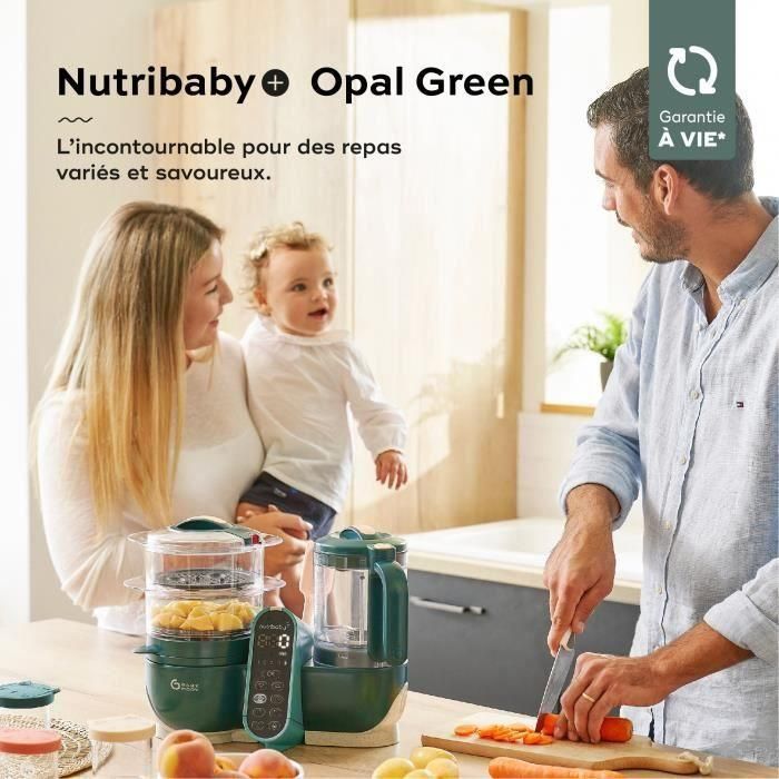 Babymoov Nutribaby+ - Robot multifunción 6 en 1 - Vapor/mezclador Opal Green 1