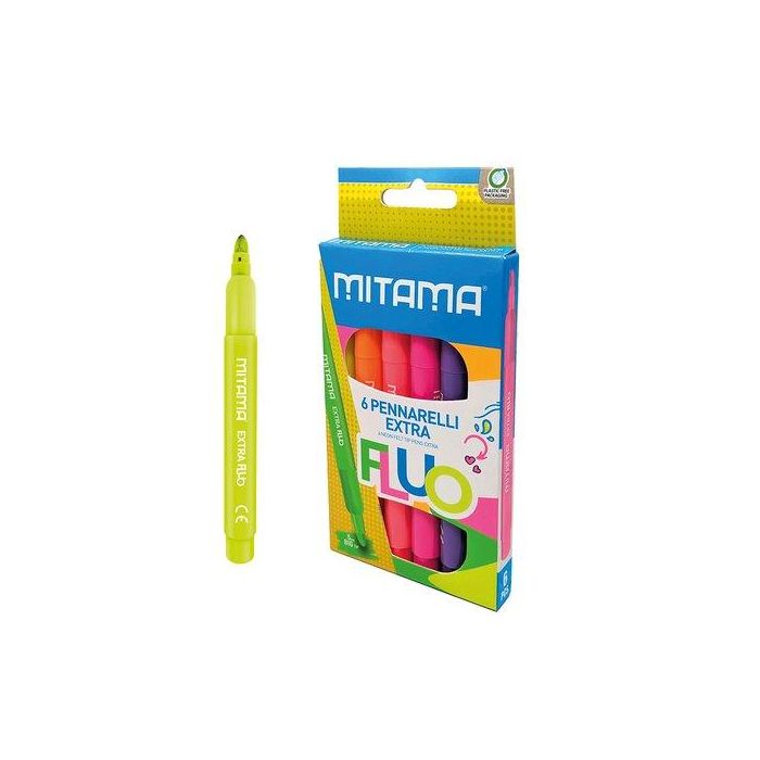 Rotulador Fibra Mitama Super Fluo Jumbo 5Mm Caja De 6