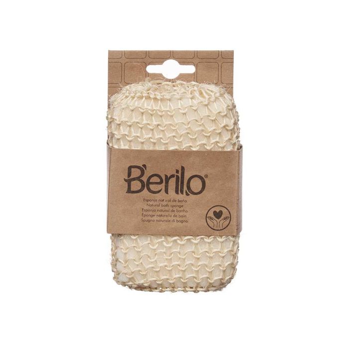 Esponja Trenzada con Asa Natural Berilo 14x6.5x9 cm - Sisal y Espuma, Blanco/Beige (24 Unidades) 1