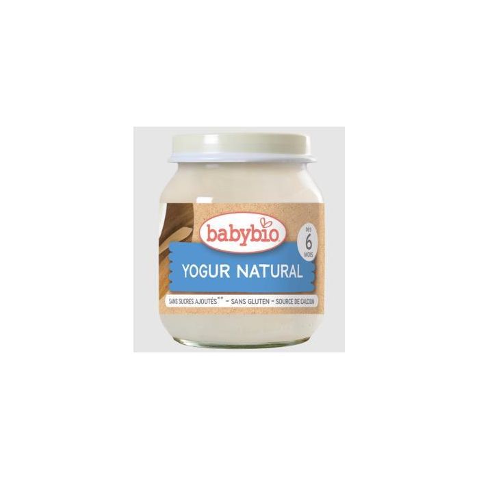 BABYBIO Yogur natural de vaca, ecológico, sin azúcares añadidos, sin gluten, fuente de calcio, 2 unidades x 130g