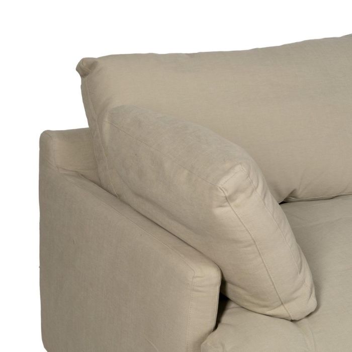 Sofá 3 Plazas Beige Tejido-Madera 212 X 100 X 83 cm