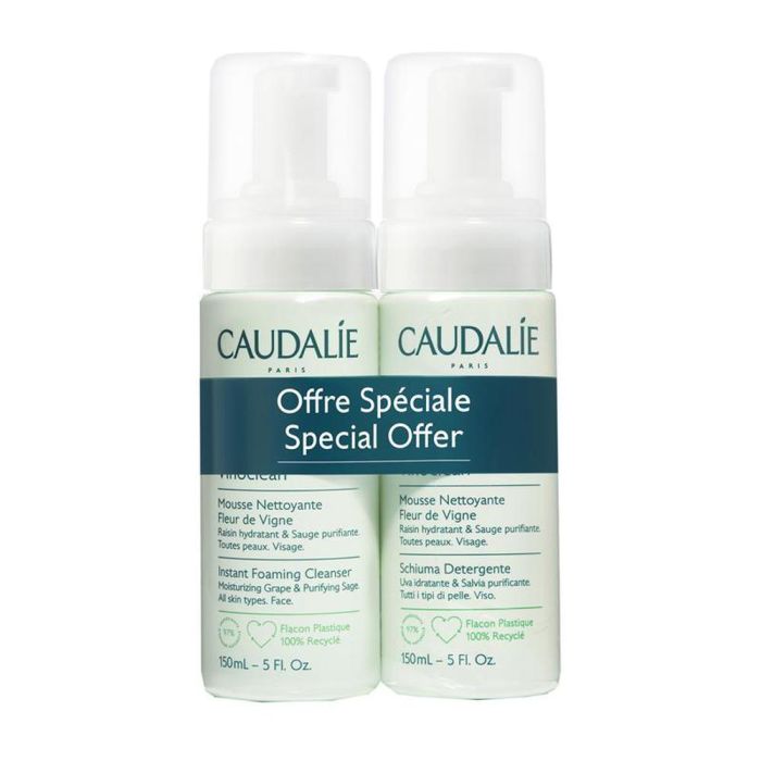 Caudalie Vinoclean Mousse Limpiadora Facial Doble Formato 2x150ml