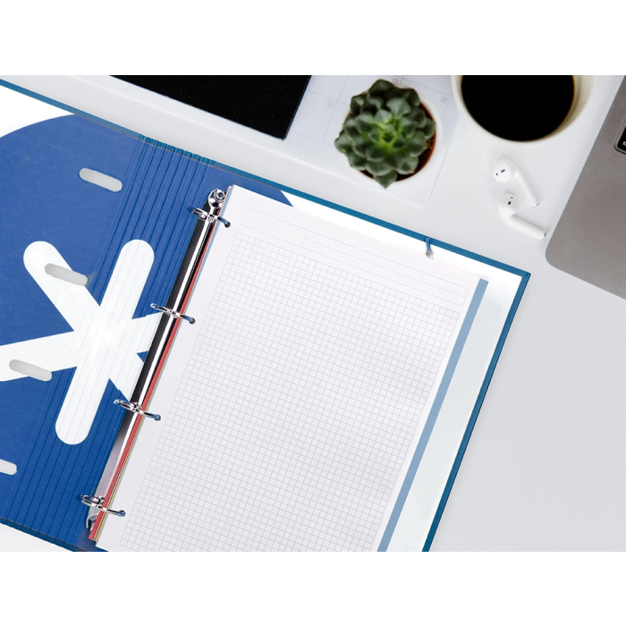 Liderpapel Recambio A4 200+50 Hojas 90gr Cuadro 5mm 4 Taladros Bandas de 5 Colores 9