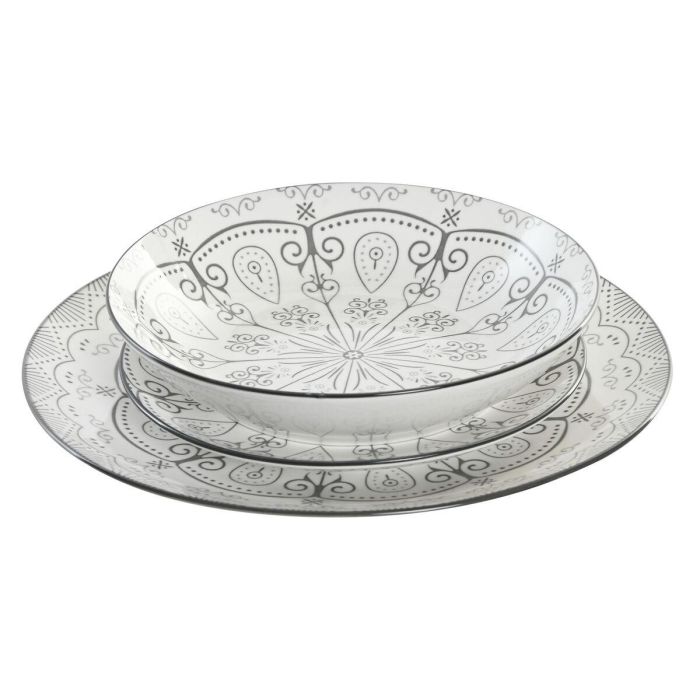Vajilla Scandi DKD Home Decor Gris Claro 20 x 4 x 20 cm Set de 18 4 Vajilla Scandi DKD Home Decor Gris Claro 20 x 4 x 20 cm Set de 18 4