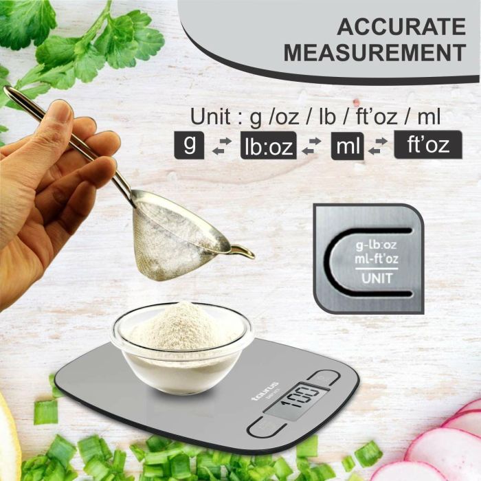 Báscula Digital de Cocina Taurus EASY INOX Acero Inoxidable 5 Báscula Digital de Cocina Taurus EASY INOX Acero Inoxidable 5