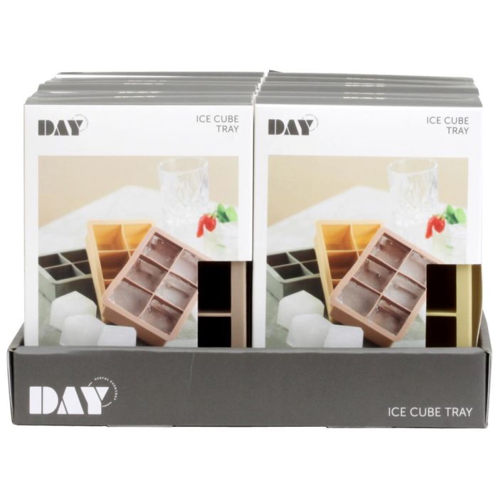 Day Molde para 6 Cubitos de Hielo Grandes 5cm, Colores Surtidos, Lavavajillas, 12x17x5cm 6