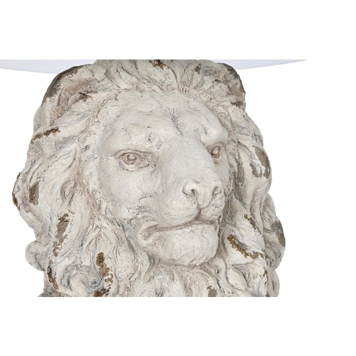 DKD Home Decor Mesita Auxiliar Neoclasica Desmontable Blanco 52x44x72 cm, de Magnesia y Cristal con Detalle León 3