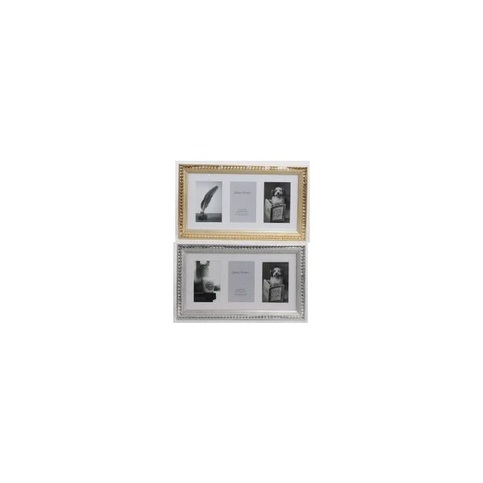 DKD Home Decor Marco Multifoto Tradicional Diamonds Dorado Plateado Ps y Cristal Brillantes 43x25x1.5 cm (6 Unidades Surtidas)