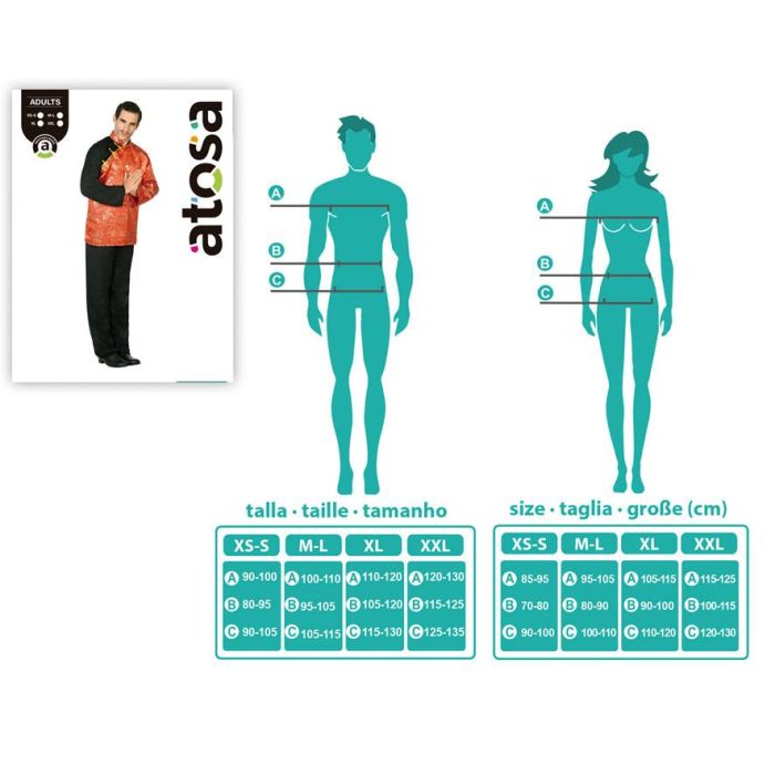 Disfraz Chino Hombre Adulto Multicolor Talla XS-S Temática Países del Mundo 1