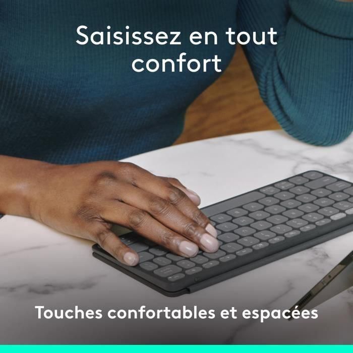 Teclado portátil - Inalámbrico - Logitech - Keys-To-Go 2 - para Tablet - AZERTY - Grafito 3