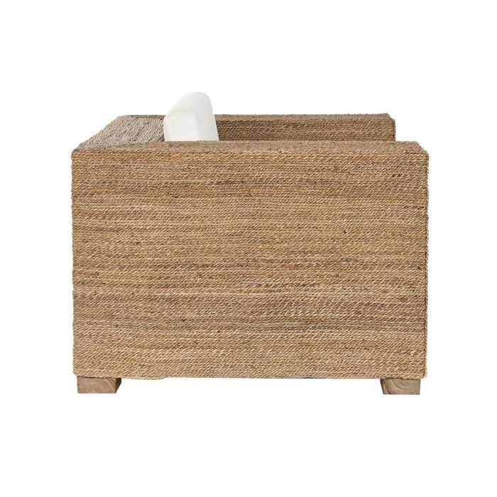 DKD Home Decor 1c25 Sillón Item Home de Fibra y Teca Natural Blanco con Cojines, Altura Asiento 44cm, Colección Banana, 117x92x65 cm 2