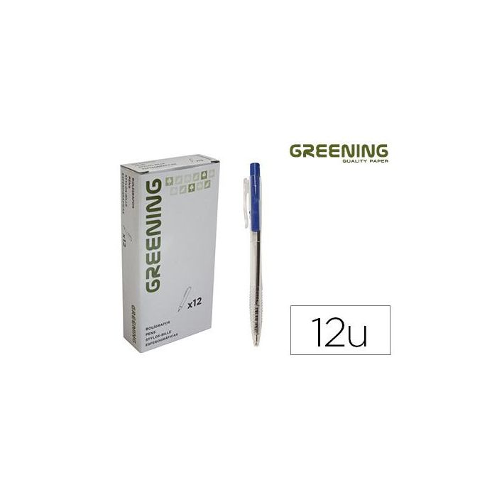 Boligrafo Greening Azul Retractil 12 unidades