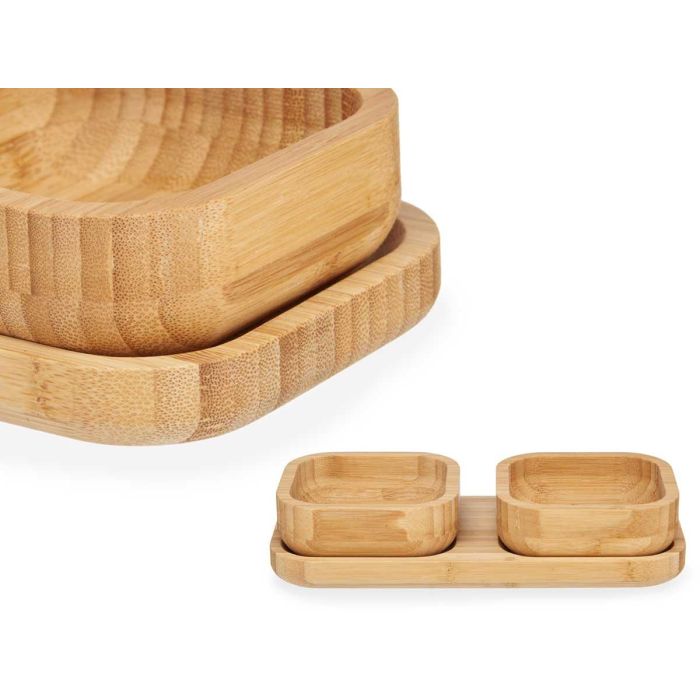 Set Aperitivo Bambú 3 Piezas Kinvara - 23x5x11 cm, Marrón (12 Unidades) 3 Set Aperitivo Bambú 3 Piezas Kinvara - 23x5x11 cm, Marrón (12 Unidades) 3