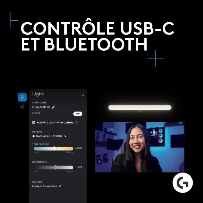 Logitech G LOG1701162278315 Iluminación de Acento RGB Dual Litra Beam LX: Tonos de Piel Naturales, Apariencia Radiante, Iluminación Frontal 5 Logitech G LOG1701162278315 Iluminación de Acento RGB Dual Litra Beam LX: Tonos de Piel Naturales, Apariencia Radiante, Iluminación Frontal 5