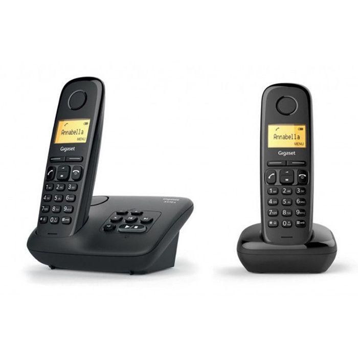 Teléfono fijo GIGASET A 170 A Duo Negro - Contestador automático - Pantalla retroiluminada - Directorio de 50 contactos Teléfono fijo GIGASET A 170 A Duo Negro - Contestador automático - Pantalla retroiluminada - Directorio de 50 contactos