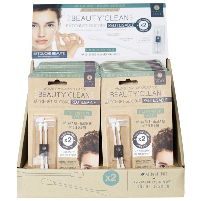 Cosmetic Club Juego De 2 Bastoncillos Maquillaje Silicona Lavable Reutilizables Para Retoques 3