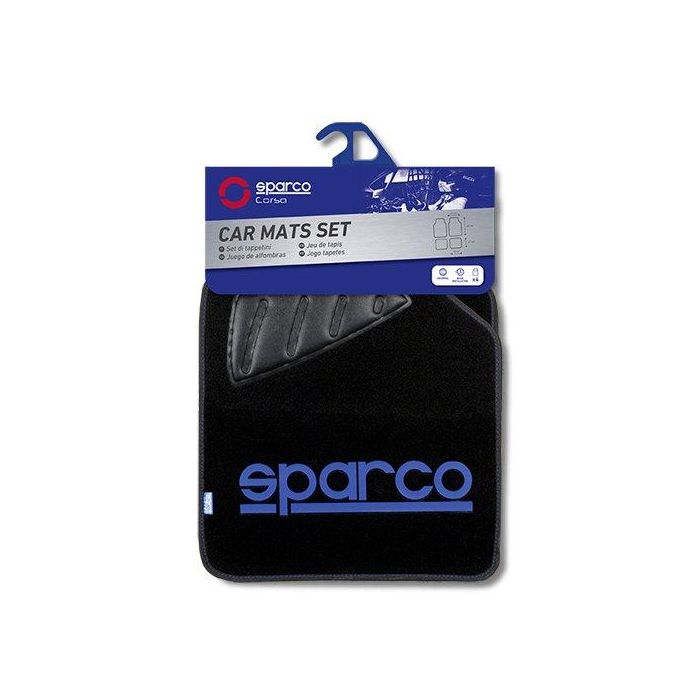 Sparco SPC1901 Alfombras de Moqueta para Coche Negras con Logo Azul Antideslizantes - Juego de 4 Piezas Universales, Poliéster y PVC 1 Sparco SPC1901 Alfombras de Moqueta para Coche Negras con Logo Azul Antideslizantes - Juego de 4 Piezas Universales, Poliéster y PVC 1