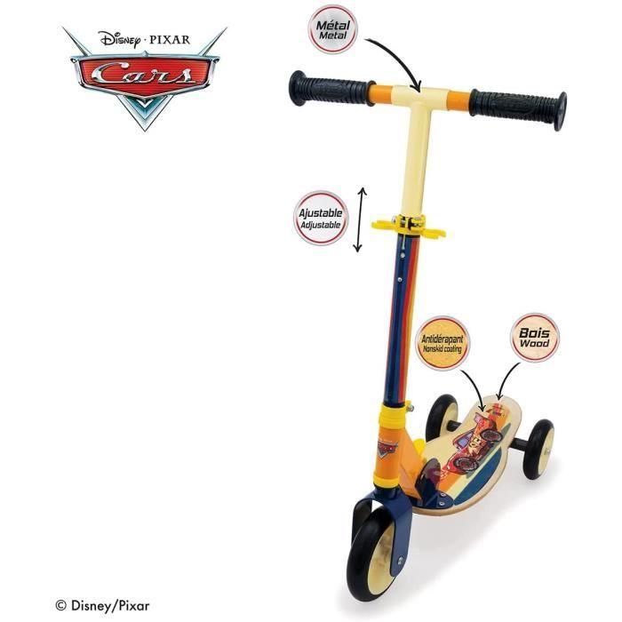 Smoby Patinete Scooter Plegable 3 Ruedas de Madera y Metal Cars con Manillar Ajustable y Reposapiés Antideslizante 1 Smoby Patinete Scooter Plegable 3 Ruedas de Madera y Metal Cars con Manillar Ajustable y Reposapiés Antideslizante 1