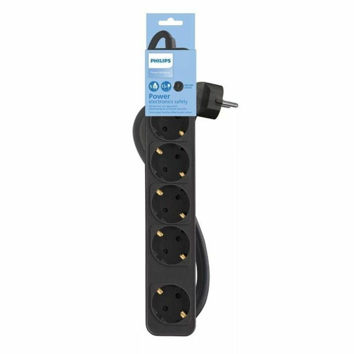 Regleta Enchufes 5 Tomas con Interruptor Philips CHP2154B/10 1