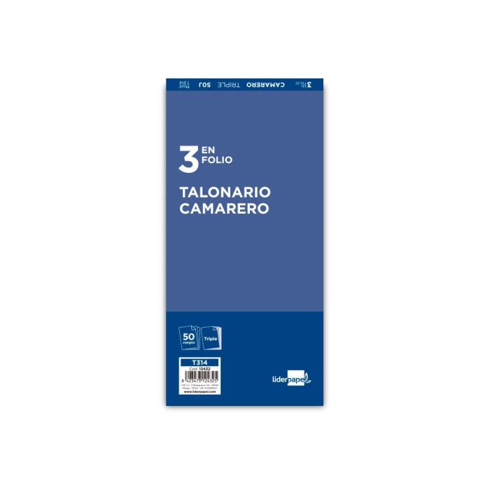 Talonario Liderpapel Camarero 3-Fº Original Y 2 Copias 314 1