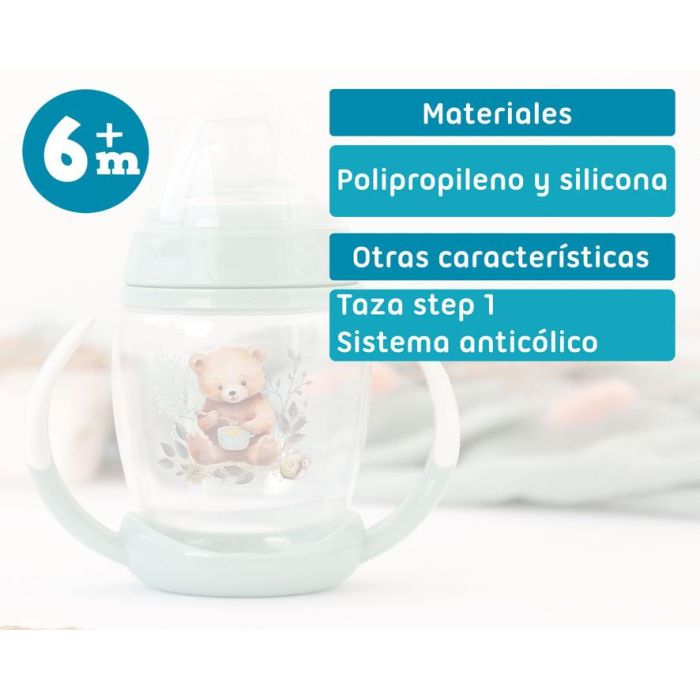 KioKids Taza de Aprendizaje Step 1 Oso Sage +6 meses Colección Honey Antiderrames 5