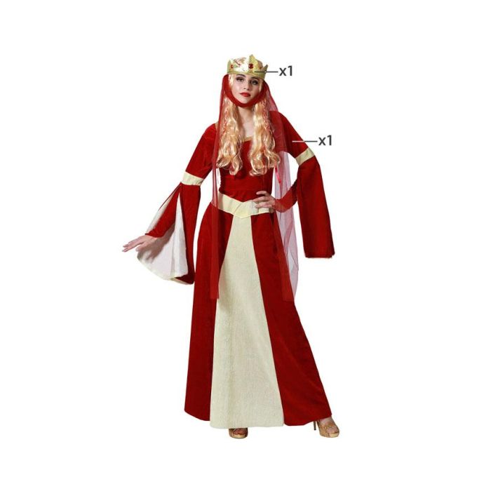 Disfraz Dama Medieval Mujer Adulto Noble Rojo M-L Disfraz Dama Medieval Mujer Adulto Noble Rojo M-L