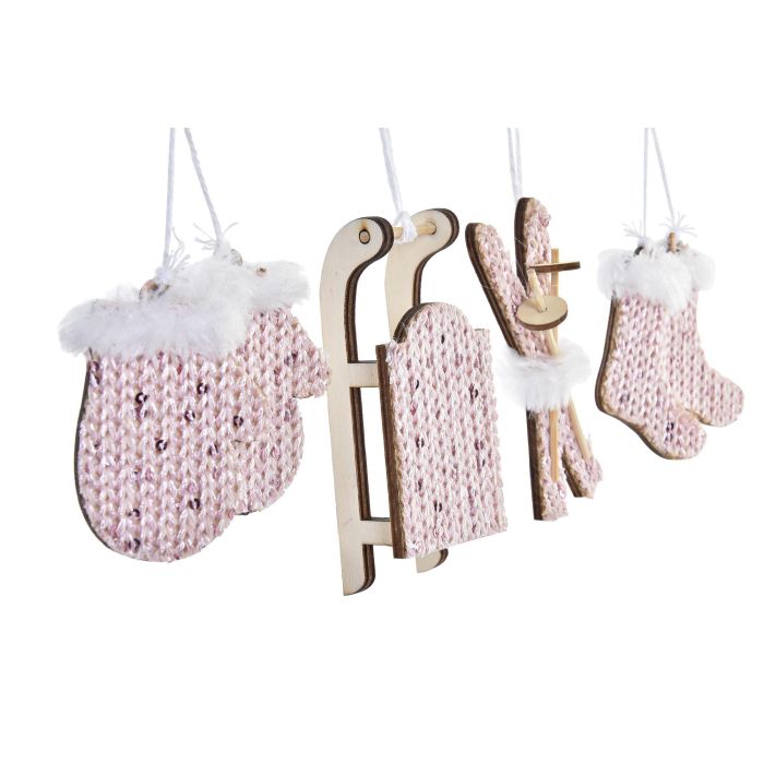 DKD Home Decor Decoración Colgante Navidad Alpina, Set de 6 Unidades, Poliéster, Rosa Rojo, 16x3x16 cm 1 DKD Home Decor Decoración Colgante Navidad Alpina, Set de 6 Unidades, Poliéster, Rosa Rojo, 16x3x16 cm 1