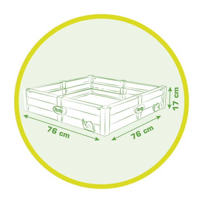 Smoby Bac Square Garden 2 en 1: Patch de vegetales de arena y cuadrado - 76x76cm - Tarpaulina fundada suministrada 1