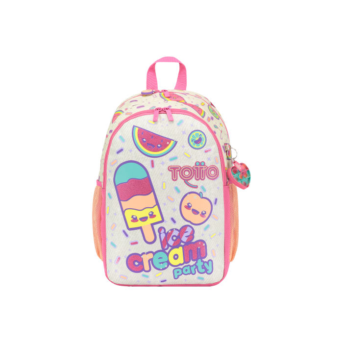 Totto Mochila Morral Ice Fruit M MJ04ICF002-2220-4HEM, Rosa, Poliéster, Compartimento Principal Amplio, Bolsillo Frontal con Organizador 3