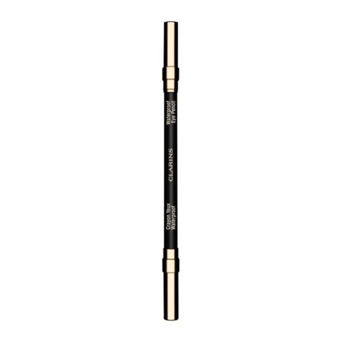 Clarins Crayon Yeux Waterproof #01-Noir Lápiz Delineador de Ojos Negro, Pincel Difuminador, 24h, Ojos Sensibles, 1.2g