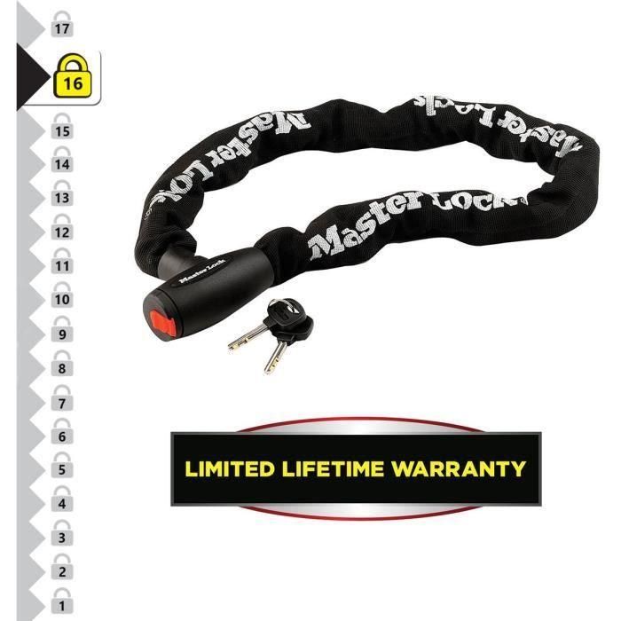 Candado para motocicleta - MASTER LOCK - Cadena de acero endurecido de 10 mm - 1 m de longitud 2 Candado para motocicleta - MASTER LOCK - Cadena de acero endurecido de 10 mm - 1 m de longitud 2