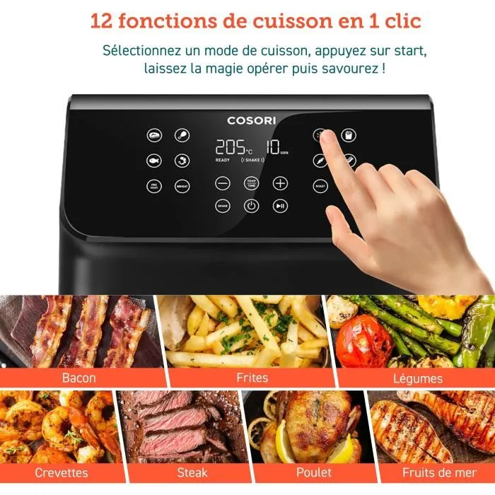 Cosori COS1713857138884 Freidora sin aceite Premium II Chef Edition 6,2 L 12 programas 1700 W Negro 3 Cosori COS1713857138884 Freidora sin aceite Premium II Chef Edition 6,2 L 12 programas 1700 W Negro 3
