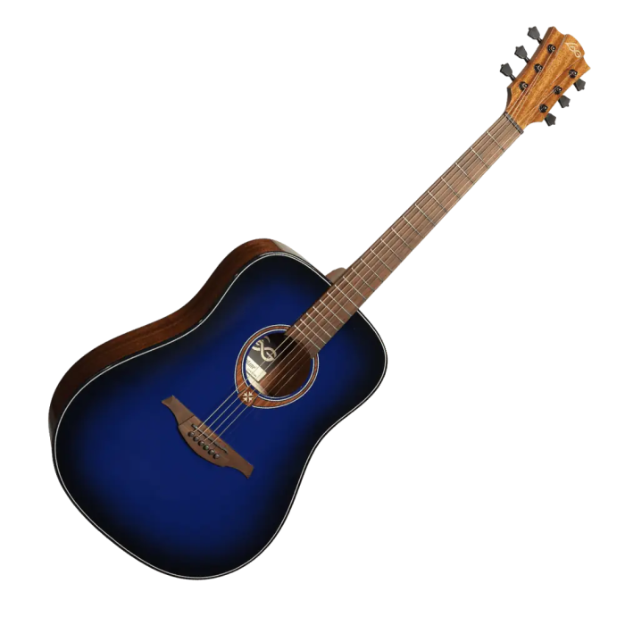 LAG Guitarra Acústica Dreadnought Edición Limitada Blue Burst Azul Tapa Cedro Rojo Macizo Mástil Caoba 3