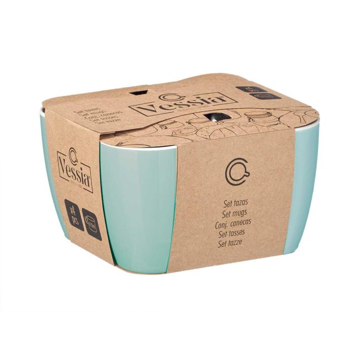 Vessia Set de 4 Tazas de Porcelana Color Menta, con 410 ml de Capacidad por Taza y Medidas del Set de 20 x 11.7 x 18.5 cm (6 Unidades) 1 Vessia Set de 4 Tazas de Porcelana Color Menta, con 410 ml de Capacidad por Taza y Medidas del Set de 20 x 11.7 x 18.5 cm (6 Unidades) 1