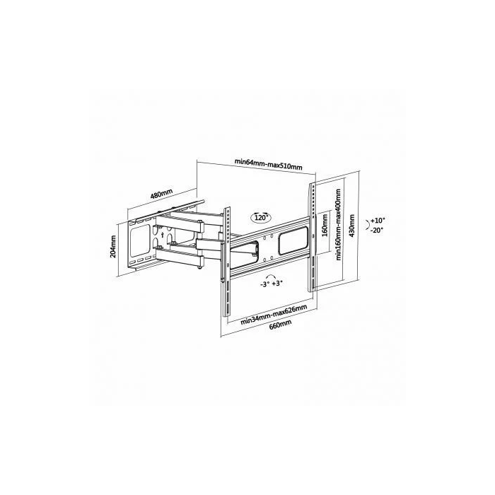 AISENS - SOPORTE PRO GIRATORIO, INCLINABLE Y NIVELABLE PARA MONITOR/TV 50KG DE 37-70, NEGRO