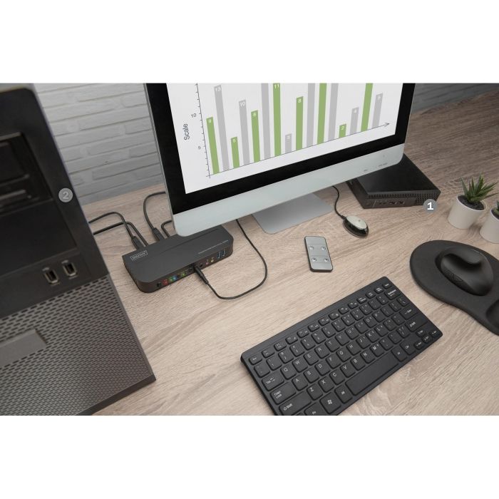 Digitus DS-12850 KVM-Switch 2-Port 4K/60Hz 2x DP > 1x DP/HDMI 5