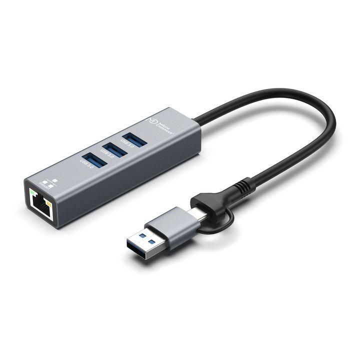 MicroConnect Premium USB 3.2 Gen 1 Hub 4-Port with Ethernet and USB-C & A Connectors MicroConnect Premium USB 3.2 Gen 1 Hub 4-Port with Ethernet and USB-C & A Connectors