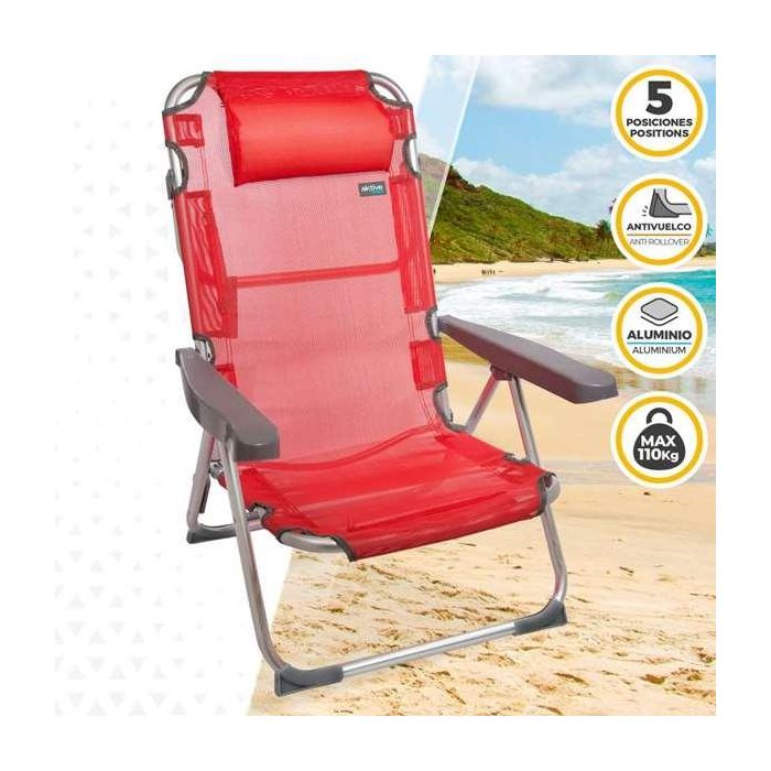 Silla playa alta plegable aluminio menorca 48x60x90 cm con asa. 5 Silla playa alta plegable aluminio menorca 48x60x90 cm con asa. 5